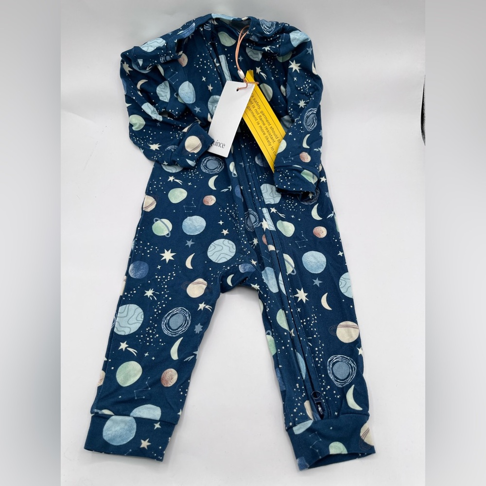 Quince Navy Planet Print Zip Front footless sleeper